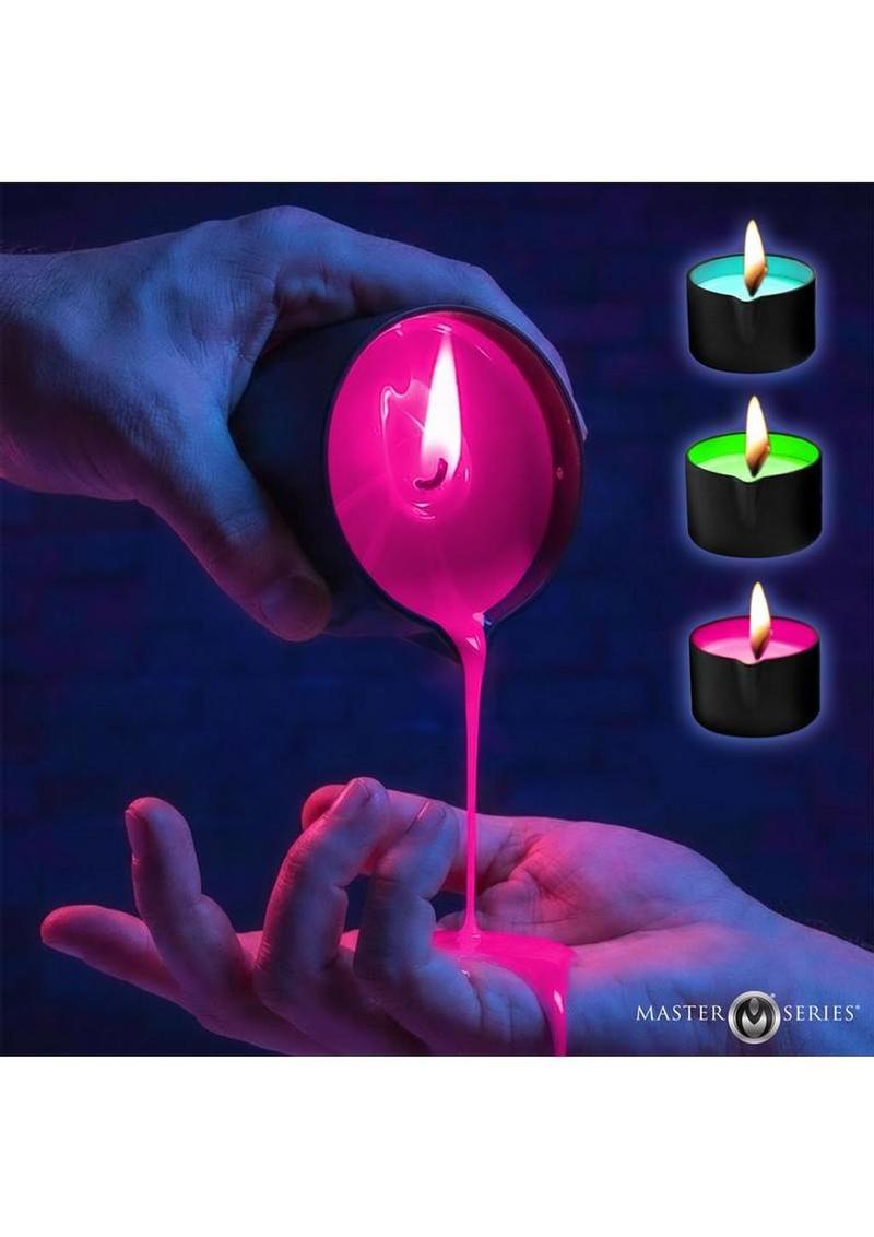 Master Series Wicked Wax Blacklight Reactive Drip Candle Set of 3