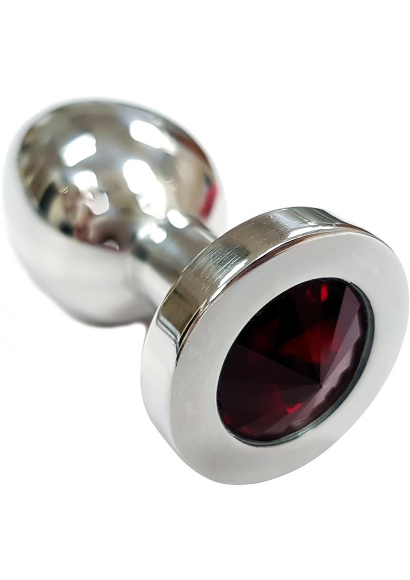 Rouge Smooth Stainless Steel Anal Plug - Medium - Yellow Jewel
