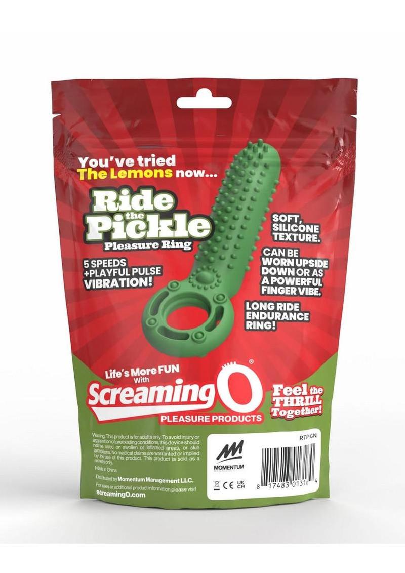 Screaming O Ride The Pickle Vibrating Silicone Cock Ring - Green