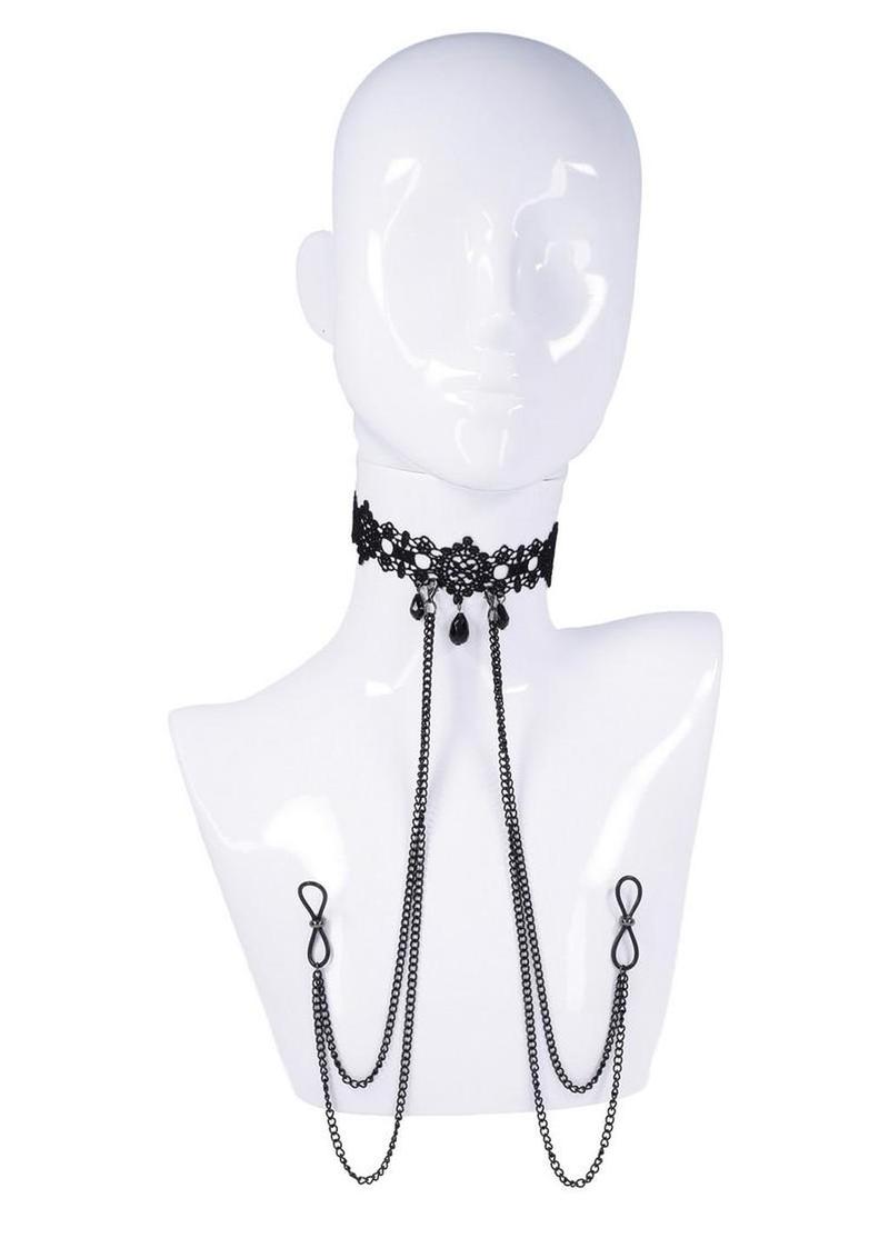 Sex and Mischief Lace Collar with Nipple Ties