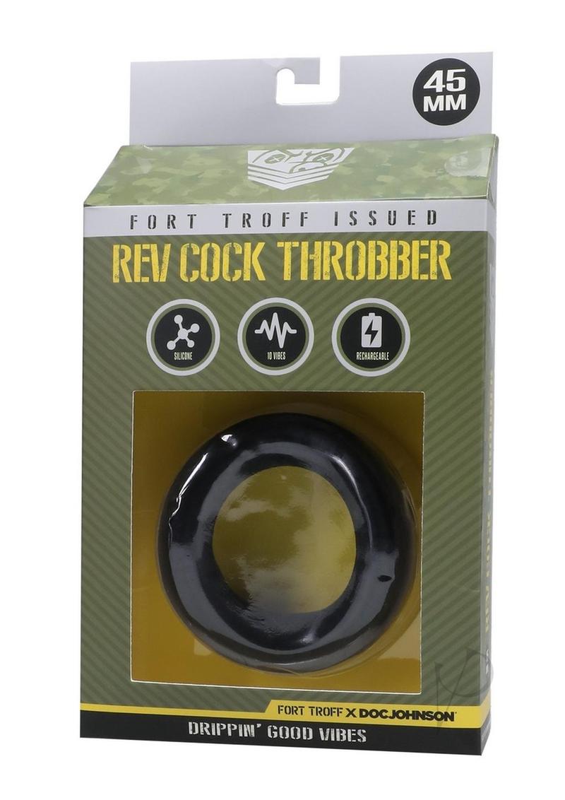 Fort Troff Rev Cock Throbber Rechargeable Silicone Cock Ring - Black