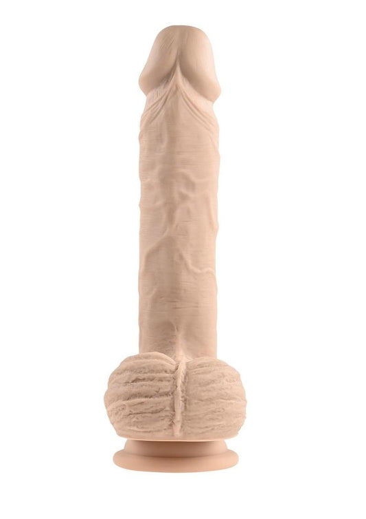 Full Monty Silicone Rechargeable Realistic Dildo with Remote - Vanilla - 9in