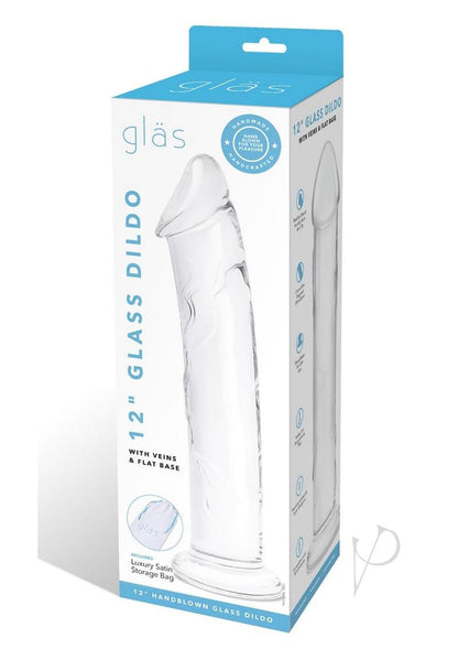 Glas Dildo Glass with Veins and Flat Base - Clear - 12in