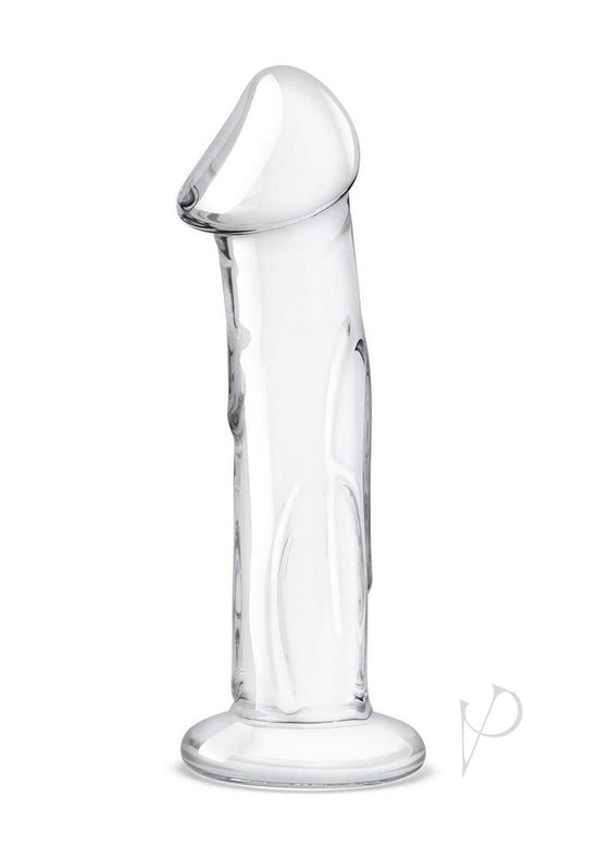 Glas Dildo Glass with Veins and Flat Base - Clear - 6in