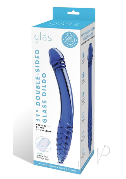 Glas Double-Sided Glass Dildo For G-Spot and P-Spot Stimulation - Blue - 11in