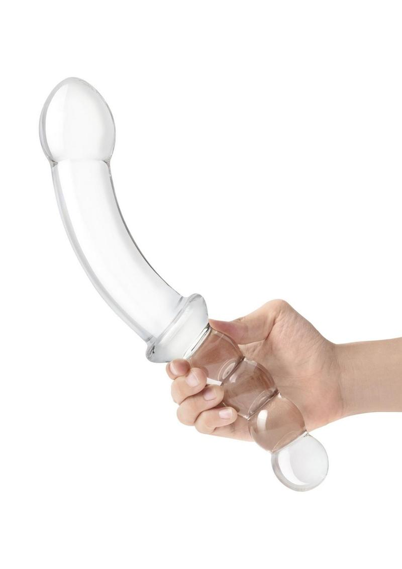 Glas Girthy Double Sided Glass Dong with Anal Bead Grip Handle