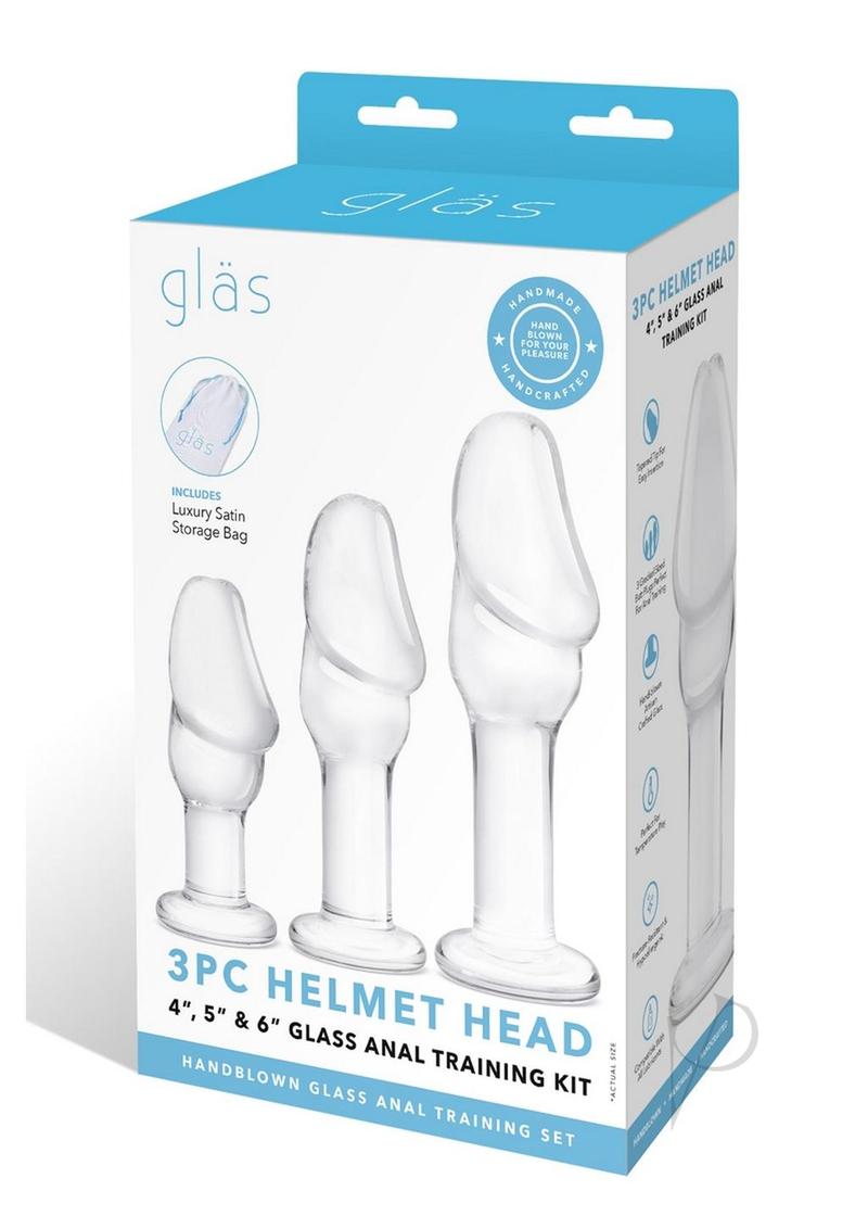 Glas Helmet Head Glass Anal Training Kit - Clear - 4in/5in/6in - 3 Piece