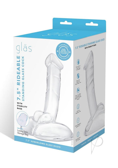 Glas Rideable Standing Glass Cock with Stability Base - Clear - 7.5in