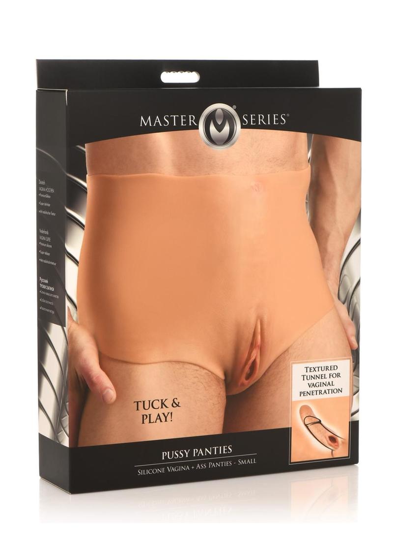 Master Series Pussy Panties Silicone Wearable Vagina/Ass Panties - Vanilla - Small