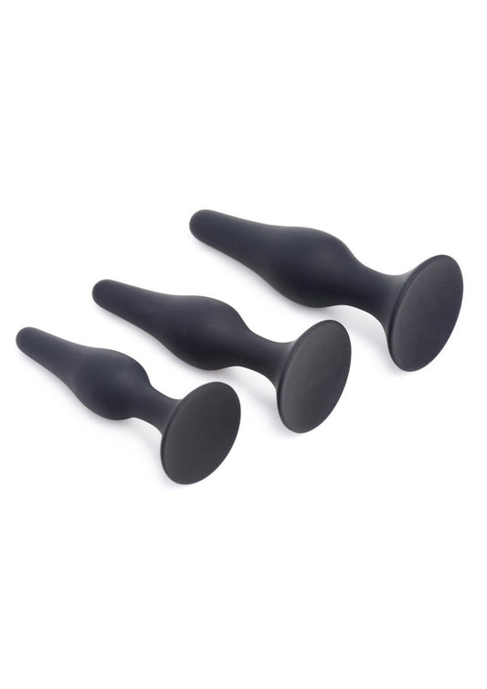 Master Series Triple Spire Tapered Silicone Anal Trainer - Black - 3 Piece/Set