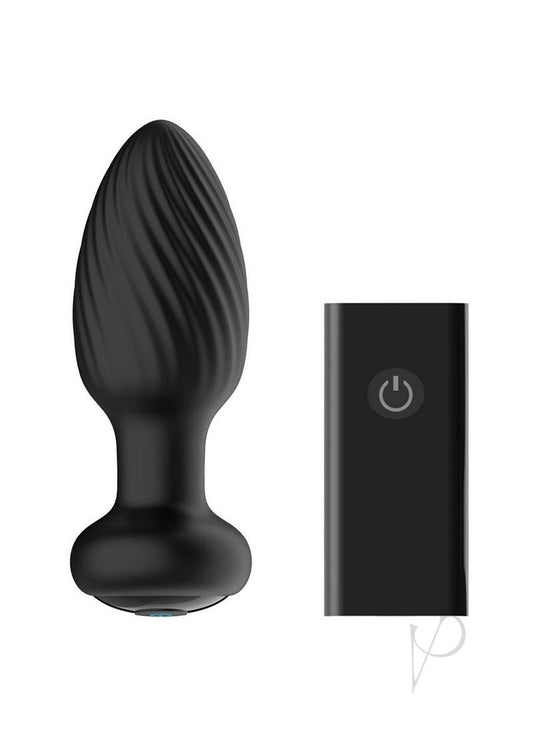 Nexus Tornado Rechargeable Silicone Rotating Butt Plug with Remote - Black - Medium