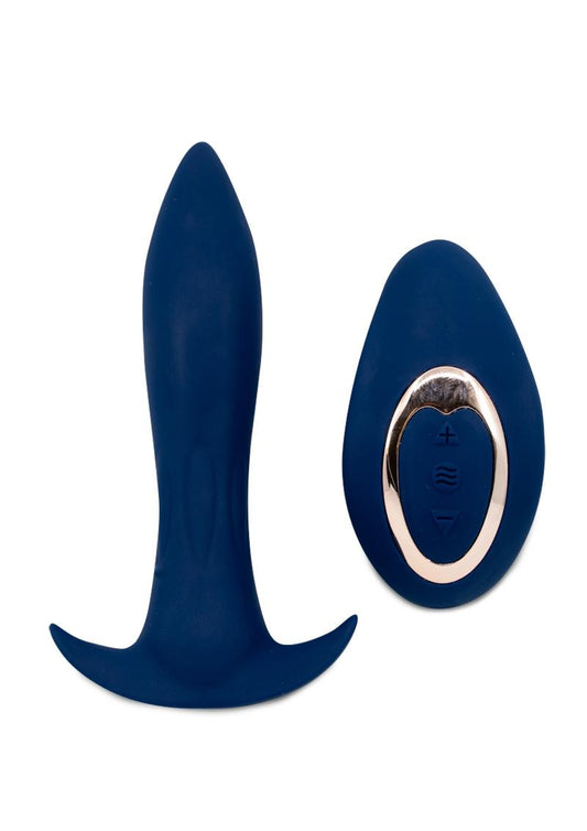 Nu Sensuelle Power Plug Rechargeable Silicone Vibrating Butt Plug - Blue/Navy Blue
