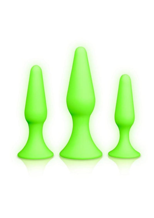 Ouch! Butt Plug - Glow In The Dark/Green - Set