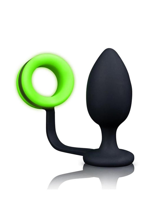 Ouch! Butt Plug with Cock Ring Silicone - Glow In The Dark/Green