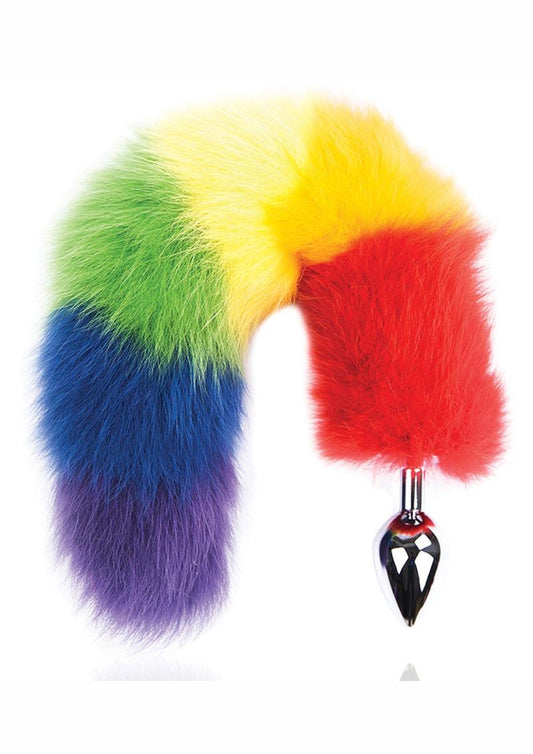 Rainbow Foxy Tail Pleasure Stainless Steel Plug - Multicolor