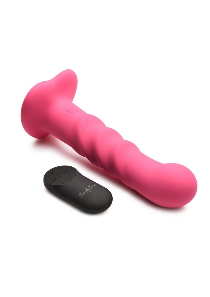Simply Sweet 21x Vibrating Ribbed Rechargeable Silicone Dildo with Remote