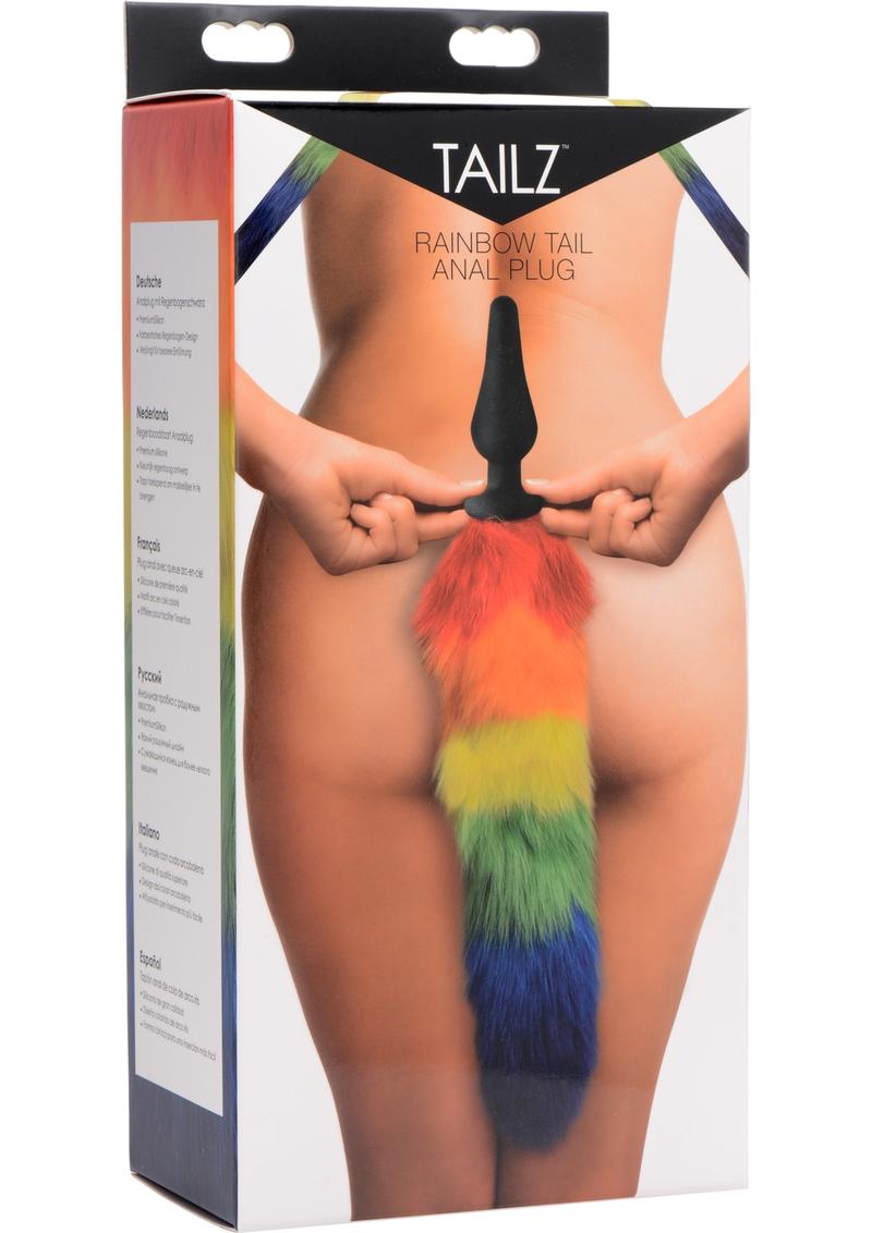 Tailz Rainbow Tail Silicone Butt Plug - Multicolor/Rainbow