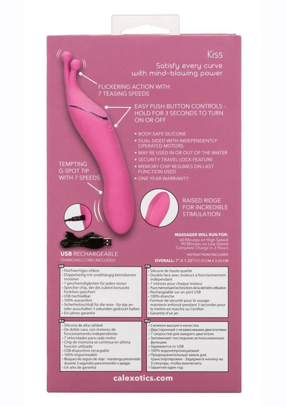 Tempt and Tease Kiss Rechargeable Silicone Vibrator with Clitoral Stimulator