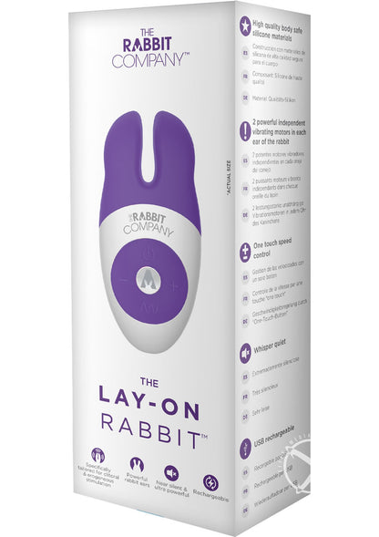 The Lay On Rabbit Rechargeable Silicone Massager - Purple