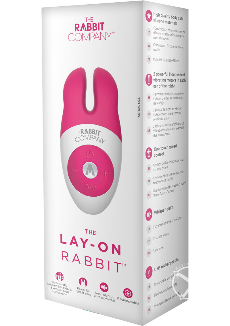 The Lay On Rabbit Rechargeable Silicone Massager - Hot Pink/Pink