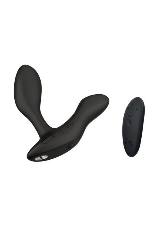 We-Vibe Vector+ Rechargeable Silicone Vibrating Prostate Massager with Remote Control - Black/Charcoal Black