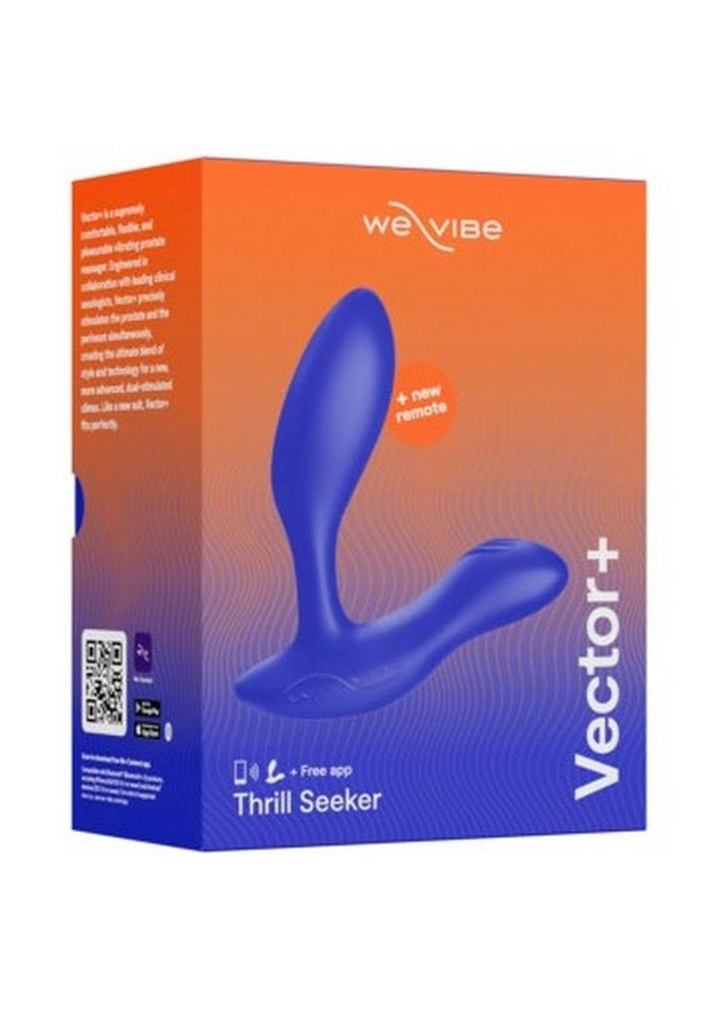 We-Vibe Vector+ Rechargeable Silicone Vibrating Prostate Massager with Remote Control - Blue/Royal Blue
