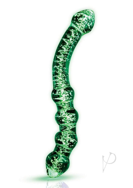 WhipSmart Dual Ended Beaded Glass Dildo - Clear/Glow In The Dark - 6.5in