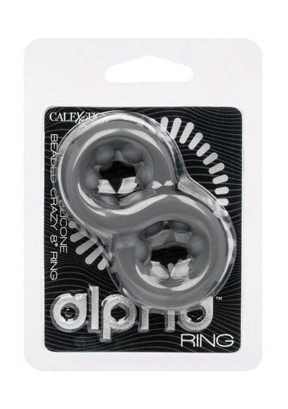 Alpha Liquid Silicone Beaded Crazy 8 Cock Ring - Gray/Grey