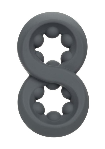 Alpha Liquid Silicone Beaded Crazy 8 Cock Ring - Gray/Grey