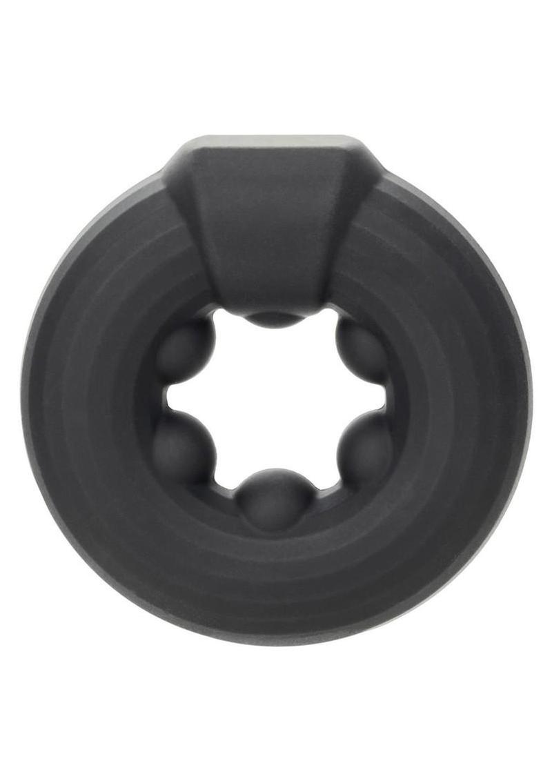 Alpha Liquid Silicone Beaded Optimum Cock Ring - Black