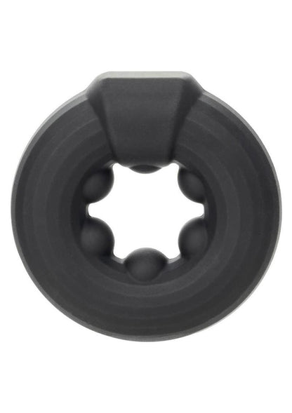 Alpha Liquid Silicone Beaded Optimum Cock Ring - Black