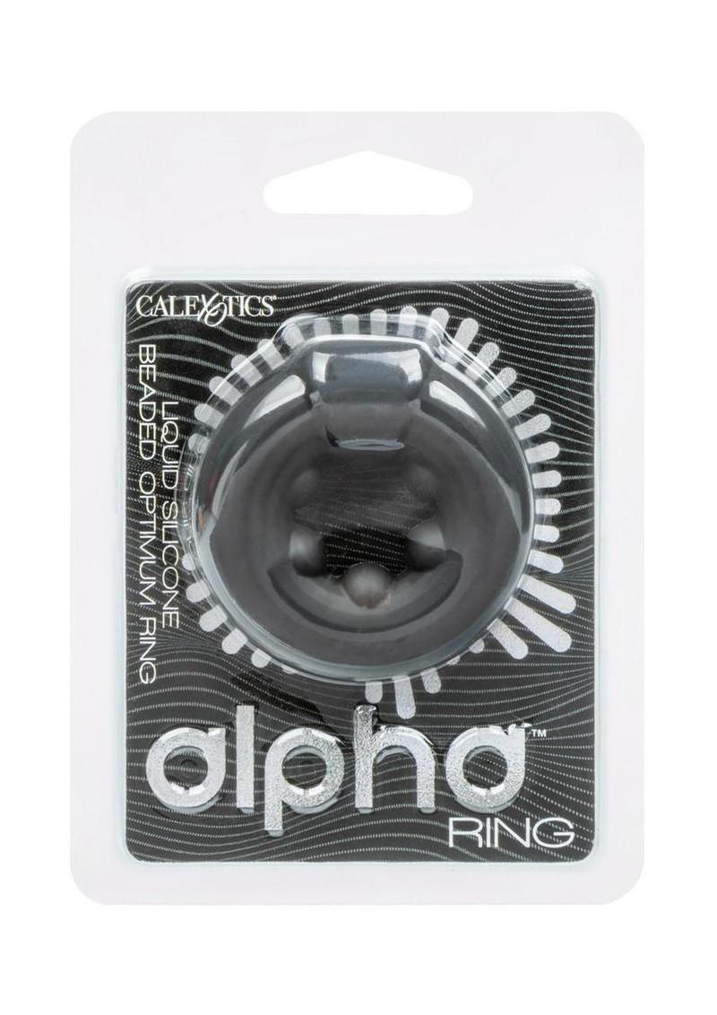 Alpha Liquid Silicone Beaded Optimum Cock Ring - Black