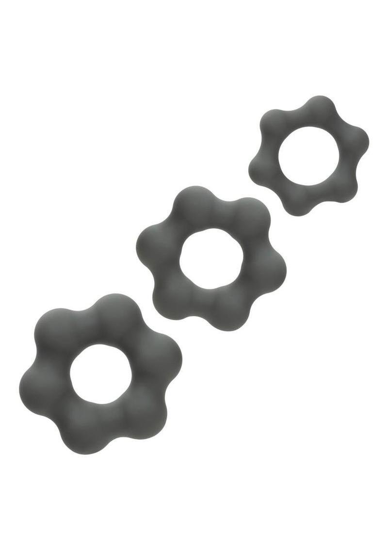 Alpha Liquid Silicone Cock Ring Endurance - Gray/Grey - 3 Piece/Set