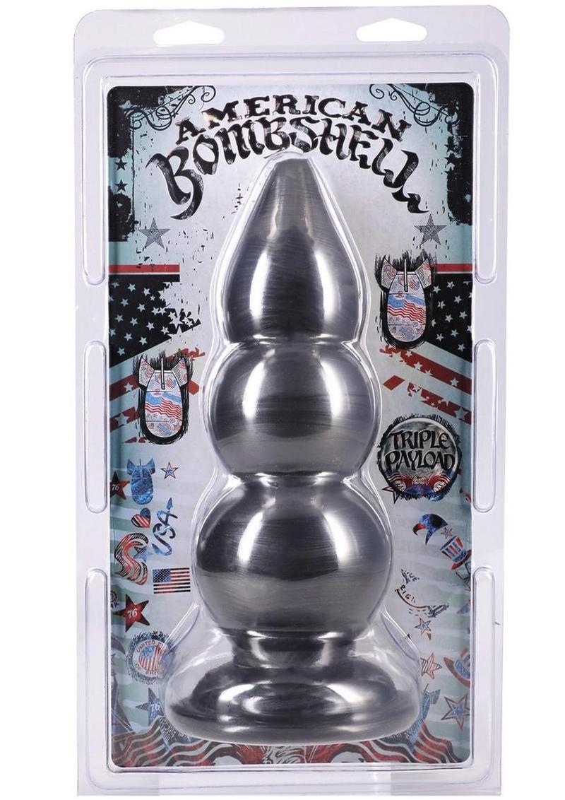 American Bombshell Triple Payload Anal Plug - Gun Metal