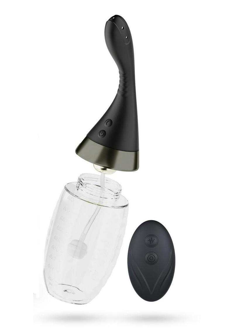 Anal Adventures Platinum Aqua Jet Rechargeable Silicone Anal Douche with Remote