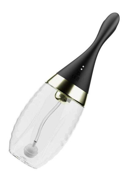 Anal Adventures Platinum Aqua Jet Rechargeable Silicone Anal Douche with Remote - Black/Clear