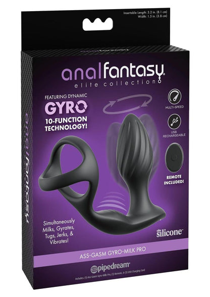Anal Fantasy Elite Ass-Gasm Gyro-Milk Pro with Remote Control - Black