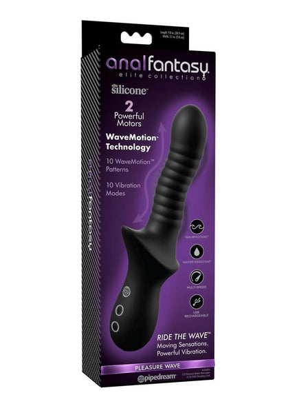 Anal Fantasy Elite Pleasure Wave Rechargeable Silicone Anal Massager - Black