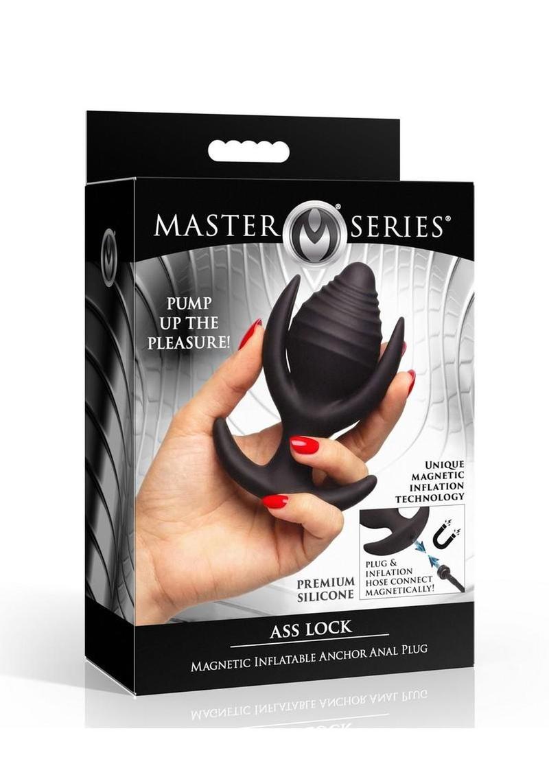 Ass Lock Magnetic Inflatable Anchor Silicone Anal Plug - Black