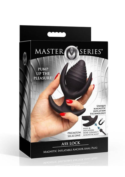 Ass Lock Magnetic Inflatable Anchor Silicone Anal Plug - Black