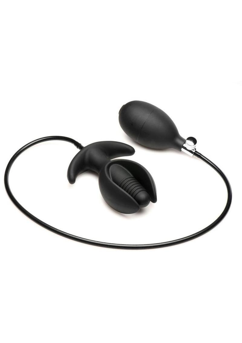 Ass Lock Magnetic Inflatable Anchor Silicone Anal Plug - Black
