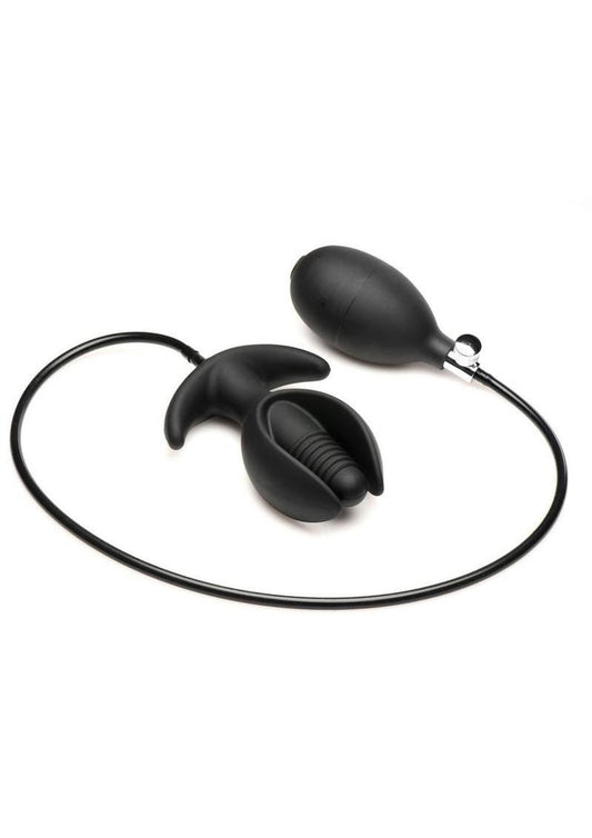Ass Lock Magnetic Inflatable Anchor Silicone Anal Plug - Black