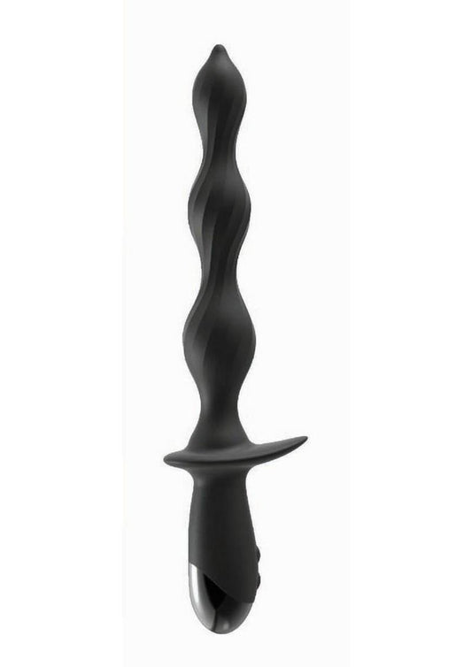 Ass-Sation Deep Dive Contoured Wand Rechargeable Silicone Anal Probe - Black