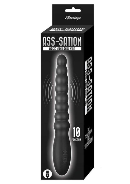 Ass-Sation Magic Wand Rechargeable Silicone Anal Vibrator - Black
