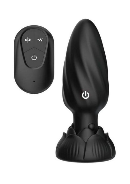Atomic Rotating Vibrating Rechargeable Silicone Plug with Remote Control - Black