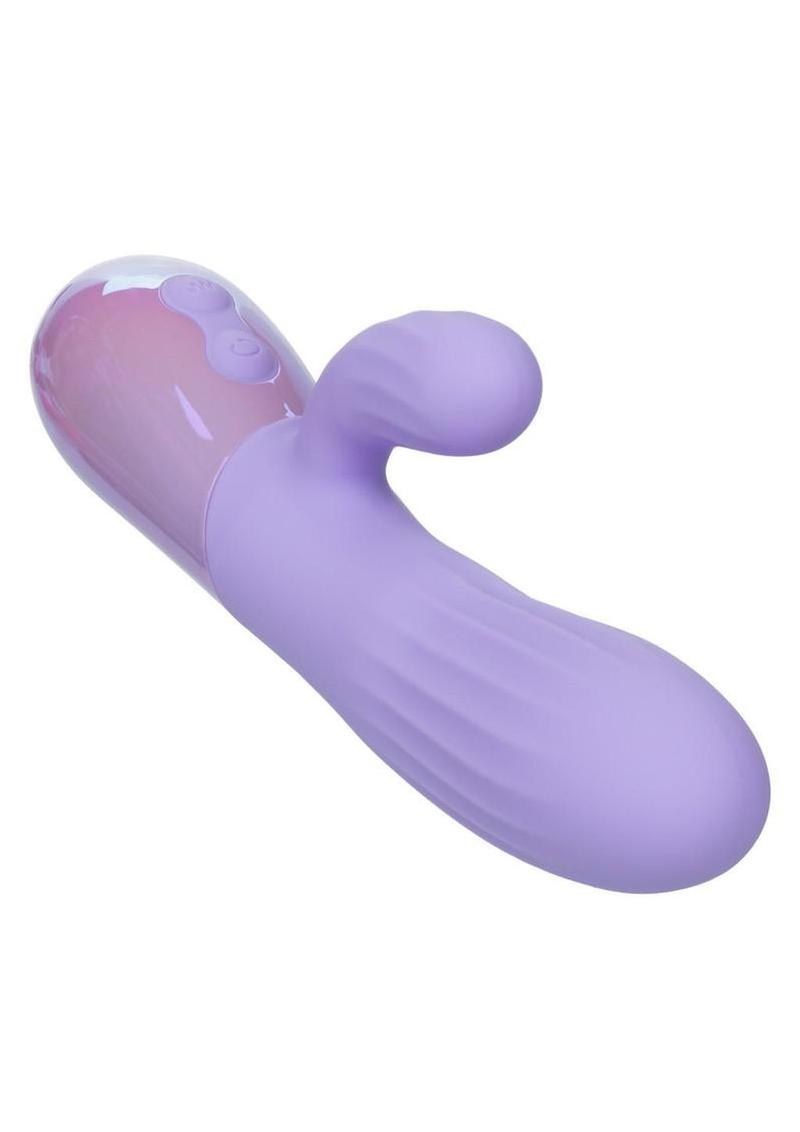 CalExotics Aura Rotating Ripple Rechargeable Silicone Rabbit Vibrator - Purple