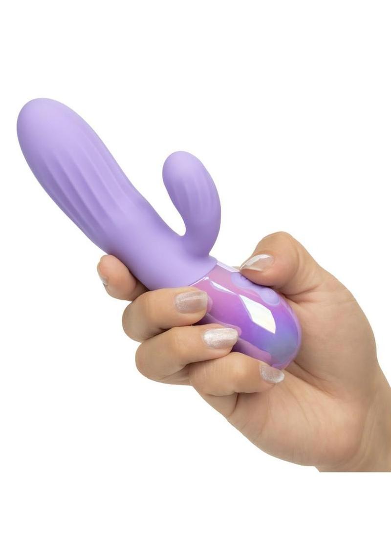 CalExotics Aura Rotating Ripple Rechargeable Silicone Rabbit Vibrator - Purple