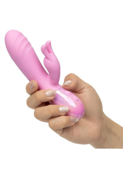 CalExotics Aura Thrusting Bunny Rechargeable Silicone Rabbit Vibrator - Pink
