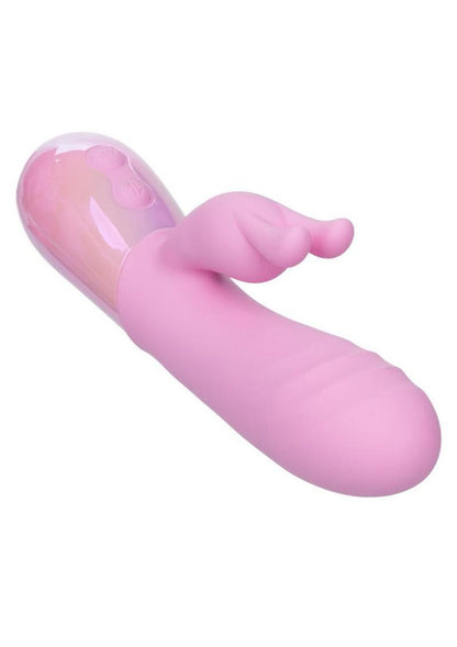 CalExotics Aura Thrusting Bunny Rechargeable Silicone Rabbit Vibrator - Pink