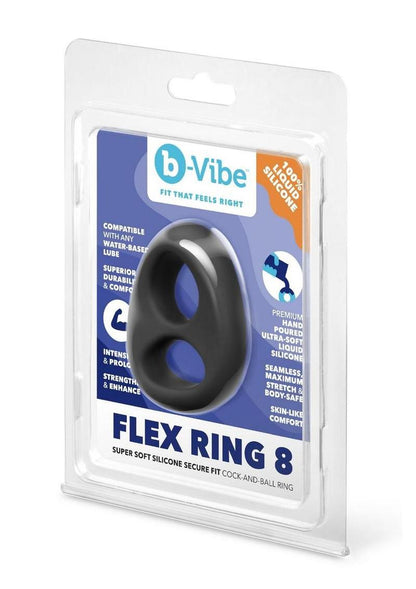 B-Vibe Flex Ring Eight Silicone Cock Ring - Black